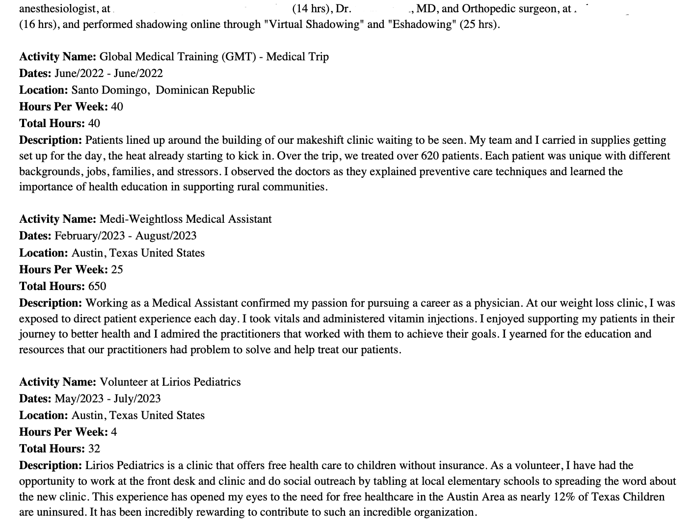 My TMDSAS Application – Zoe Martinez